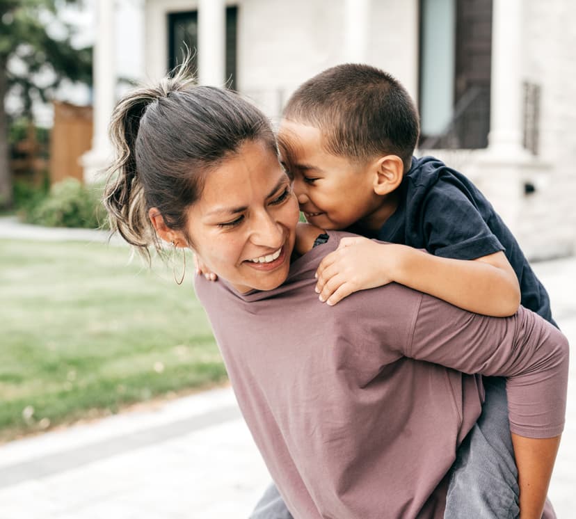 Woman and child playing